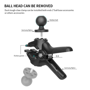 Soporte universal de mandíbulas medianas con bola de 1 pulgada en la parte superior y bola de 1 pulgada en la parte inferior, para fijar teléfonos en cualquier superficie plana o riel cuadrado. - Product Image 6