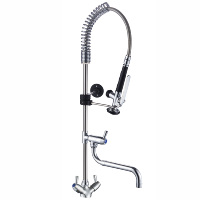Mini Robinet de Pré-évier à Poser sur Plan, en Laiton Sans Plomb, avec Bec Télescopique Pivotant de 18'' et Douchette Extractible, Robinet de Cuisine Gain de Place