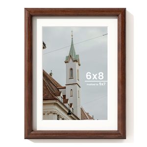 Custom <strong>6</strong> <strong>x</strong> <strong>8</strong> Picture <strong>Frame</strong> Wood <strong>Frame</strong> with Real Glass Photo <strong>Frame</strong> with Mat for 5x7 - Product Image 1