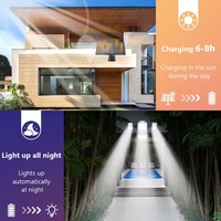 Lampe murale solaire rechargeable de haute qualité à 198 LED, type split, avec détecteur de mouvement, télécommande, étanche IP65, réglable
