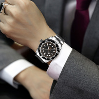 Montre automatique de luxe en acier inoxydable de haute qualité, cadran en verre, étanche, vente en gros d'usine