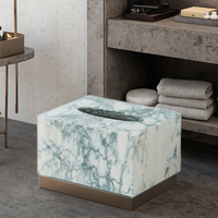 Porte-mouchoirs en marbre rose et vert naturel de luxe moderne, grande dalle durable, finition polie, taille personnalisée, design graphique pour villa