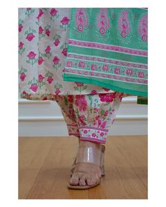 White-Pink Floral Afghani Suit Set Which Is Decorated with Paired with <b>Matching</b> Afghani Pants and Dupatta - Product Image 2