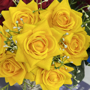 Roses <span class=keywords><strong>artificielles</strong></span> en velours de haute qualité à 7 têtes, petites roses en forme de corne, vente en gros <span class=keywords><strong>pour</strong></span> la décoration de la maison - Product Image 6