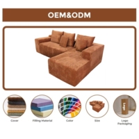 Canapé modulaire en forme de L VERNSSY, assise profonde, en velours côtelé, dossier séparé, mobile et lavable, pour salon, hôtel, villa