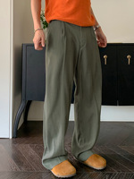 Pantalon unisexe en lin style Old Money, coupe décontractée, taille haute, jambe large droite, fin et léger pour l'été, pour hommes et femmes