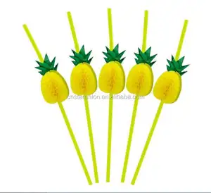 一次性塑料 3D 菠萝建模蜂窝软艺术稻草饮料派对装饰酒吧配件饮straws