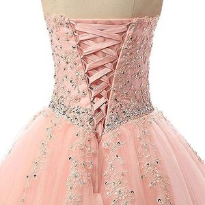Pink Strapless Long Evening Gown Sweetheart Neckline Empire Waist Tulle Dress For Wedding Banquet Hostess Spring Style - Product Image 3