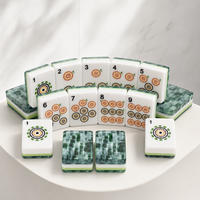 Ensemble de mahjong américain de luxe - Édition « Misty Grove » avec marbrure inspirée de l'émeraude et accents de vert citron, tuiles en résine de qualité supérieure