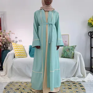 2024 vendita calda abbigliamento islamico da donna a maniche lunghe Burqa Dubai musulmano Cardigan a maniche lunghe moderno aperto musulmano abaya