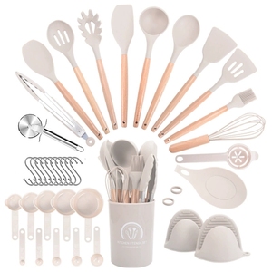 2025 amazo Hot đồ dùng nhà bếp không dính đồ dùng nhà bếp thìa Silicone Đồ dùng nấu ăn với tay cầm bằng gỗ phụ kiện nhà bếp - Product Image 4