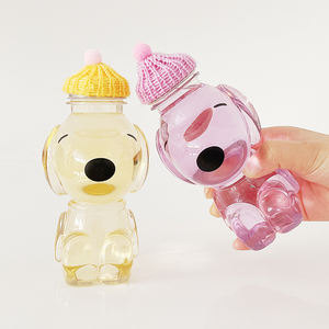 Monouso trasparente forma di cane Pet bottiglie di plastica per bere freddo birra caffè e latte tazza di tè imballaggio con coperchio sigillo - Product Image 1