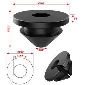 Anneau de gestion de câbles en silicone noir, passe-câbles en caoutchouc 1/8'', 13/32'', 21/32'', 13/64'' - Product Image 2