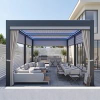 Pergola bioclimatique intelligente noire en aluminium motorisée robuste avec écran zip et LED 4x3 pour jardin