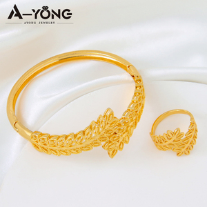 Độc Đáo Hồi Giáo 18K Vàng Mạ Đồng Vòng Tay Và Vòng Đeo Tay Thiết Lập Phụ Nữ Đồ Trang Sức Lá Vòng Đeo Tay Thiết Lập - Product Image 2