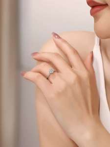 Bague en diamant Moissanite 3CT pour femmes, réglable, fiançailles, mariage, mode, luxe, DVVS1, métal or 18 carats, bijoux en gros, personnalisable - Product Image 5