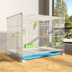 Jaula de alambre de hierro plegable de gran espacio para pájaros, caja de agua, periquito de Metal, loro pequeño, pájaros, jaula de hierro para cría, bandeja de plástico, paleta - Product Image 1