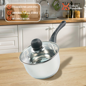 Juego de utensilios de cocina de acero inoxidable de 12 piezas con sartén de 16CM, sartén de 20CM, vaporera de 24CM y tapas de vidrio, accesorios de baquelita - Product Image 5