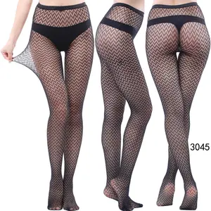 Toptan fiyat kadınlar seksi yüksek bel jakarlı Net tayt pantolon Fishnet desenler seksi ipek çorap sıkı külotlu