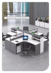 Professional 4 Person <b>Office</b> Cubicle <b>Workstation</b>, Modular Staff Desk with Drawer Storage, Modern Call Center Partition Desk Set - Product Image 3