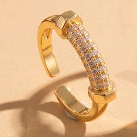 Bague ouverte personnalisée de style européen et américain pour femme, incrustée de zircon, à fermoir fer à cheval, élégante et légèrement luxueuse