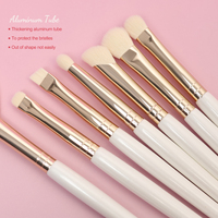 Ensemble de 7 pinceaux de maquillage professionnels de luxe avec manche en bois blanc, logo personnalisé, haute qualité, vente en gros, usine ODM OEM