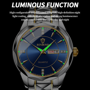 Orologio da uomo BINBOND alla moda, in <span class=keywords><strong>acciaio</strong></span> inossidabile, con calendario, al quarzo, impermeabile 3BAR, orologio di lusso. - Product Image 5