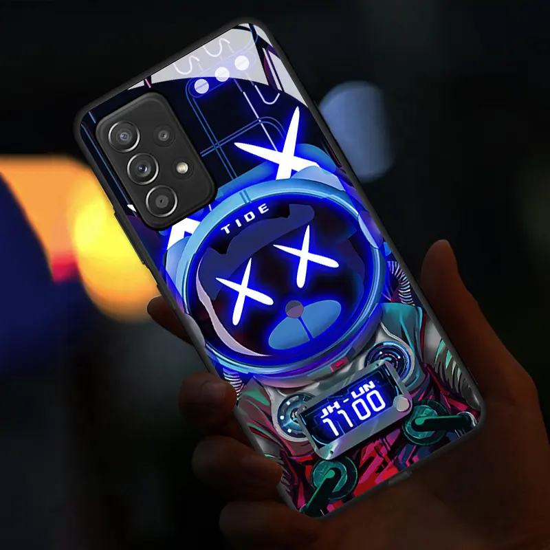 BANGLASS 2024 Schlussverkauf intelligente leuchtende Animes LED Licht gehärtetes Glas sprachaktivierte LED-Handyhülle für Samsung Galaxy S24 Ultra