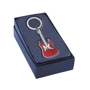 Porte-clés en PVC rouge en forme de guitare, modèle en métal, design unique pour les amateurs de musique - Product Image 3