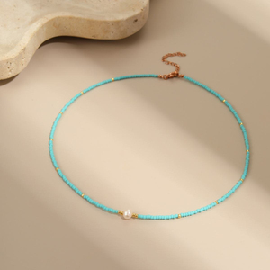 Collar de Moda con Cuentas de Imitación de Perlas Cristianas, Chapado en Oro de 18K, Acero Inoxidable, Colorido, para Mujer, para Fiestas y Uso Diario - Product Image 6