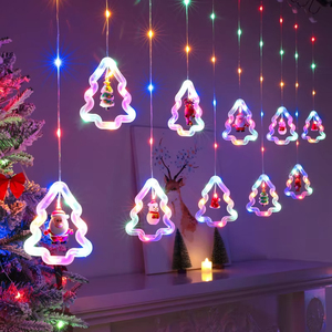 Guirlande lumineuse LED de Noël en gros, motif étoile et cercle, pour décoration de chambre, fenêtre et balcon - Product Image 2