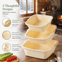 Panier de vidange de cuisine sans BPA avec double couche, multifonction, grande taille, pour préparation culinaire simplifiée et drainage rapide