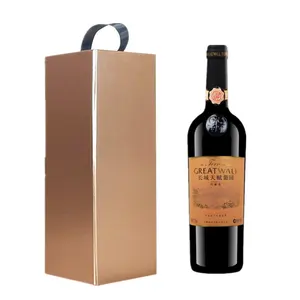 Toptan özel lüks siyah sert karton kağıt manyetik hediye şarap ambalaj kutuları şampanya viski kırmızı şarap şişeleri