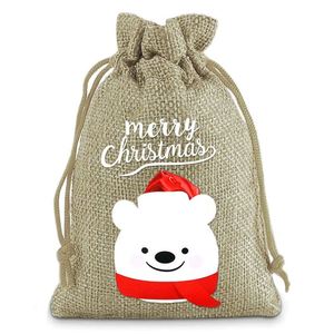 Bolsa de Arpillera con Diseños Navideños 13x18cm, Bolsa de Lino Navideña Reutilizable, Bolsa de Yute para Decoraciones Festivas y Envoltura de Regalos - Product Image 5