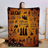 Nouvelle Tendance Couverture Polaire en Polyester Néon Halloween Horreur Citrouille et Chauve-souris Violettes pour Chambre, Canapé, Fête, Décoration Intérieure, Cadeau