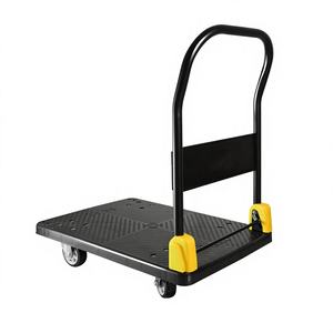 Chariots à main pliables en plastique robustes avec poignée, revêtement en poudre noire, capacité 600 kg, pour l'industrie - Product Image 3