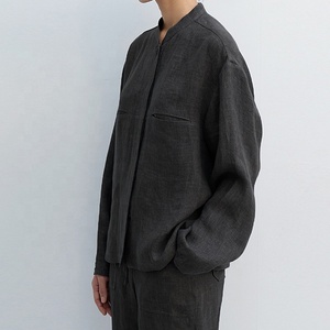 Vendita diretta in fabbrica camicia <span class=keywords><strong>Oversize</strong></span> da donna in misto lino e pantaloni larghi a vita alta set di due pezzi 100% abito di lino in cotone - Product Image 5