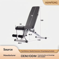 Banc de musculation pliable Hanfeng pour usage domestique, élargi et épaissi, multifonctionnel, réglable, en tube carré gris
