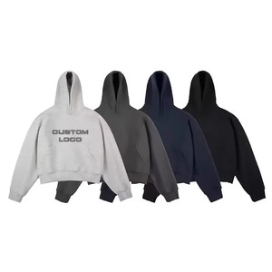 Sweat-shirts à capuche surdimensionnés pour hommes, personnalisables avec logo imprimé, épais, en molleton vierge, motif uni, polyester et coton - Product Image 1