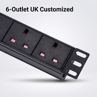19 ''1U 6 voies UK Type PDU coque en alliage d'aluminium avec disjoncteur équipement de distribution d'énergie