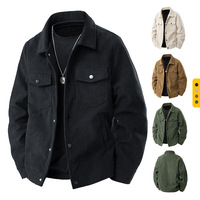 Chaqueta de Hombre de Pana Teñida Informal para Otoño-Invierno 2025, con Botones, Cuello Vuelto, Manga Larga, Transpirable y de Color Sólido