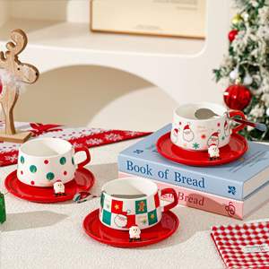 Tasse en céramique créative de conception de style joyeux Noël avec cuillère et soucoupe tasse Père Noël décorations et cadeaux de Noël en gros - Product Image 3