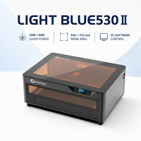 Machine de gravure et de découpe laser de bureau Light Blue530 II 20W 40W à diodes, zone de travail 520x315mm pour le bois et le papier, contrôle par logiciel PC