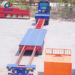 Semi-<span class=keywords><strong>remorque</strong></span> à plateau surbaissé à 3 essieux, <span class=keywords><strong>remorque</strong></span> à plateau surbaissé de 60 tonnes avec rampe hydraulique pour rouleaux compresseurs et bulldozers - Product Image 4