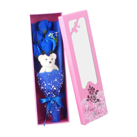 Boîte cadeau en Roses de savon, 5 pièces, fausses fleurs et ours en peluche, pour la fête des mères,