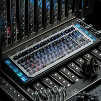 Crimson Peach/Ink Frost Gradient Carbon PC Top Engraved Transparent Keycaps Cherry Profile for Mx Switch Mechanical Keyboard