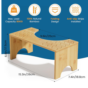 Four Directions Foldable Wooden Toilet <b>Stool</b> 7 Inch <b>Bathroom</b> Step For Elderly Children Portable Travel Use - Product Image 4