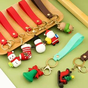 Мультяшный 3d Санта-Клаус, снеговик дизайн резиновый брелок Подвеска сумка рюкзак Рождественское украшение подарок брелок со шнурком/