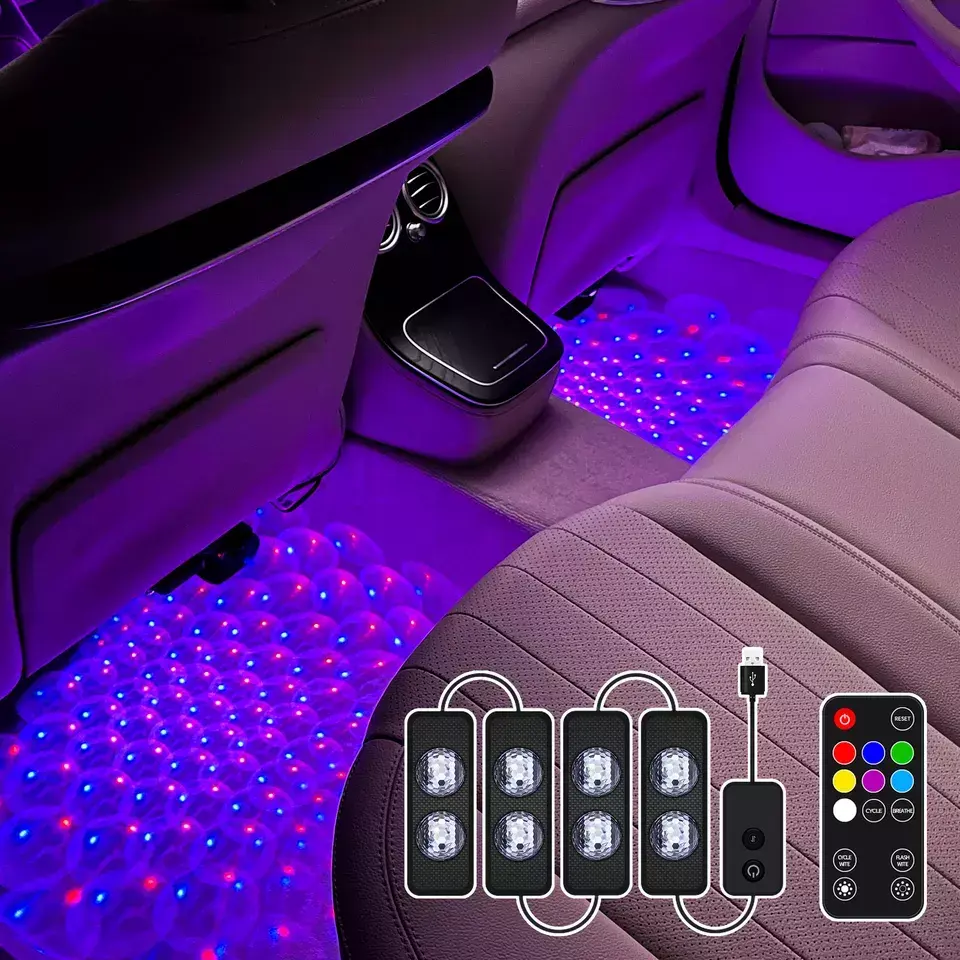 RGB Musique Rythme Auto Intérieur Lampe Flash Stroboscopique Contrôleur Tactile et Contrôle Sonore Voiture USB LED Atmosphère Lumières Étoilées