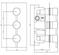 Vanne de douche thermostatique dissimulée triple ronde